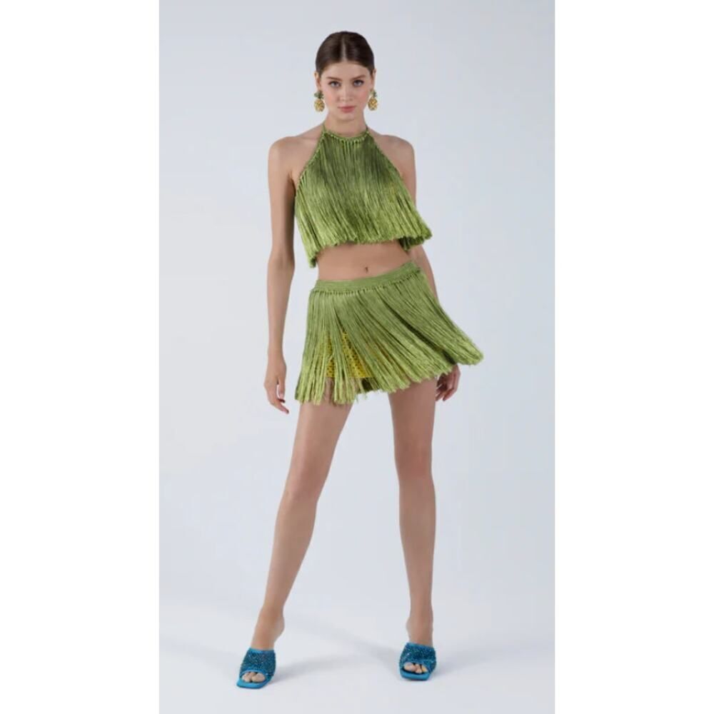 MYBEACHYSIDE Hand-Crochet Fringed Mini Skirt - Size XS-S - NWT